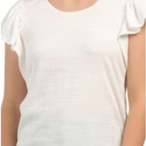 Max Studio Cream Ruffle Sleeve Blouse